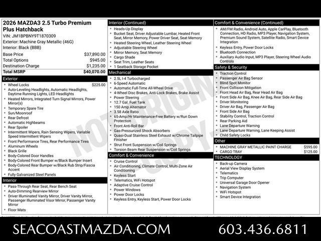 2026 Mazda Mazda3 Hatchback 2.5 Turbo Premium Plus AWD