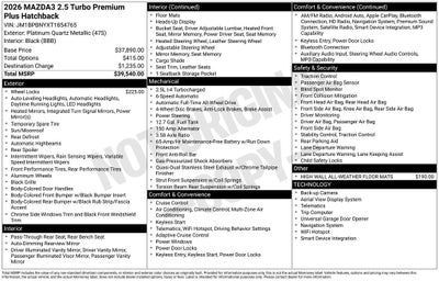 2026 Mazda Mazda3 Hatchback 2.5 Turbo Premium Plus AWD