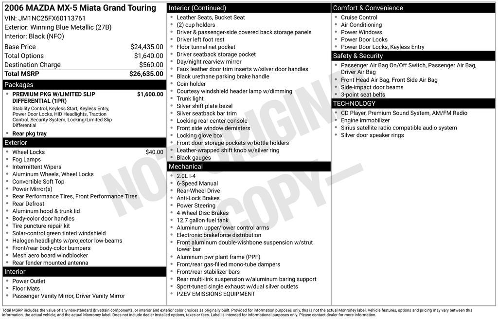 2006 Mazda Mazda Miata Grand Touring