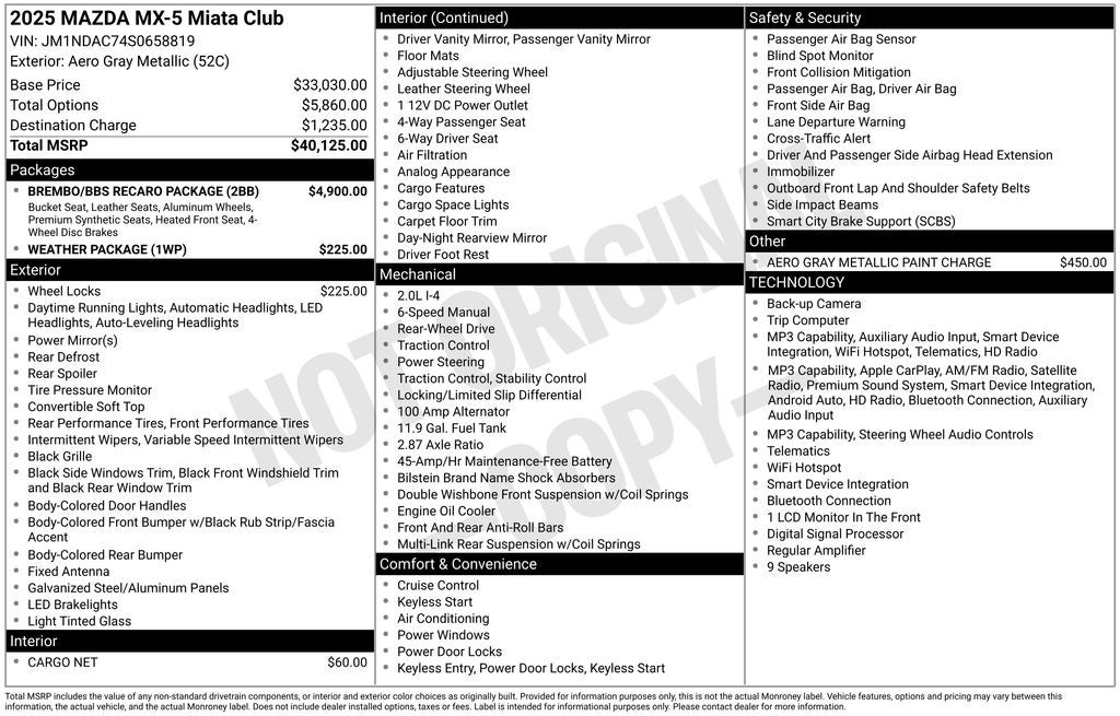 2025 Mazda Mazda MX-5 Miata Club