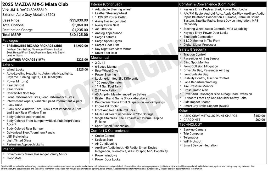 2025 Mazda Mazda MX-5 Miata Club