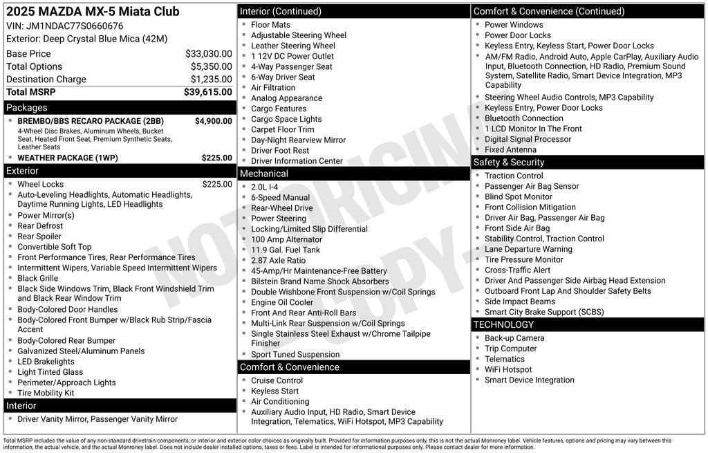 2025 Mazda Mazda MX-5 Miata Club