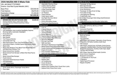 2026 Mazda Mazda MX-5 Miata Club