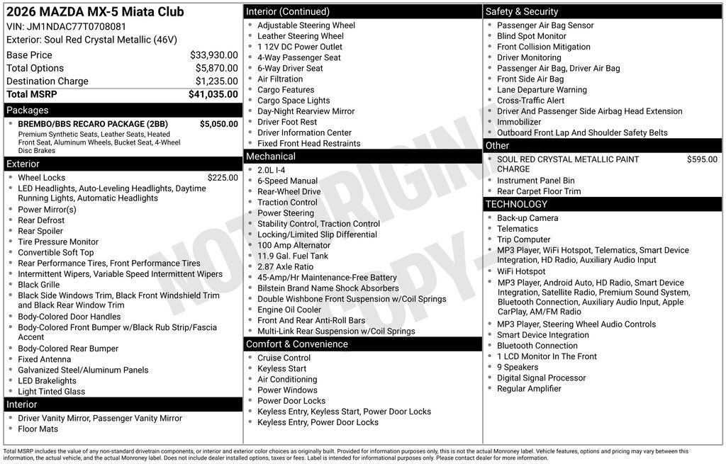 2026 Mazda Mazda MX-5 Miata Club