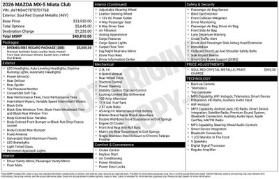 2026 Mazda Mazda MX-5 Miata Club