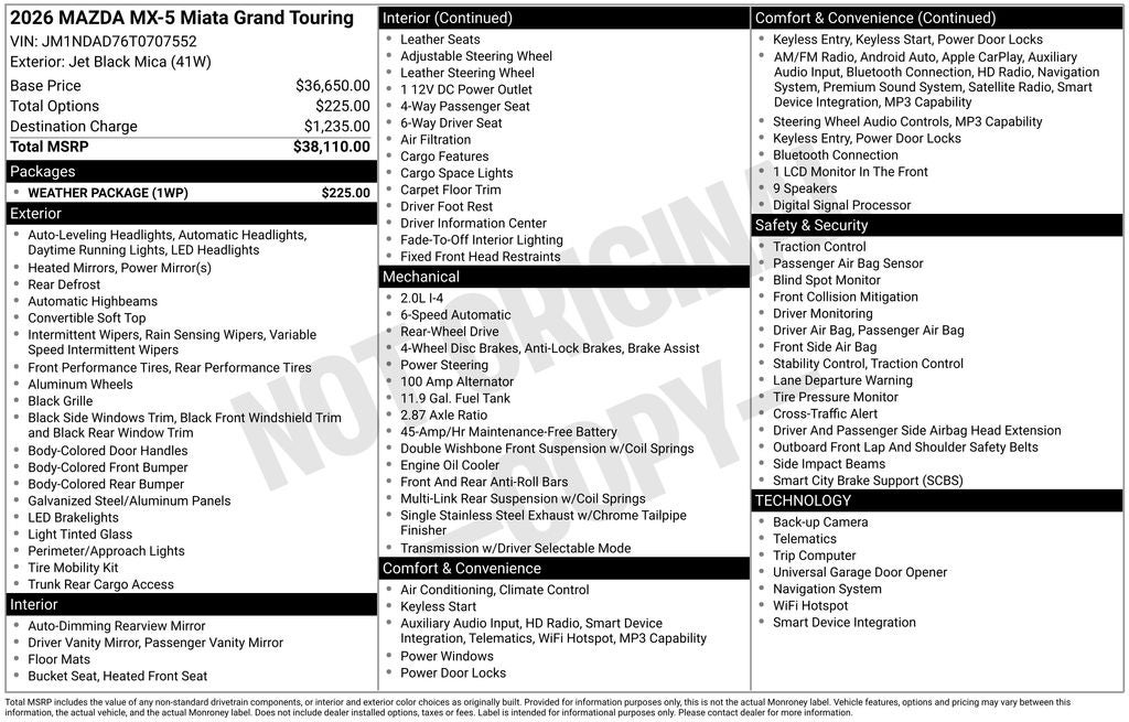 2026 Mazda Mazda MX-5 Miata Grand Touring
