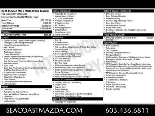 2026 Mazda Mazda MX-5 Miata Grand Touring