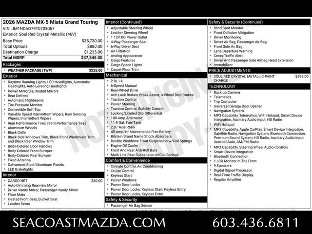 2026 Mazda Mazda MX-5 Miata Grand Touring