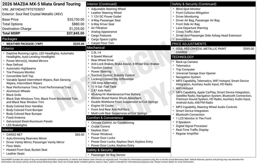 2026 Mazda Mazda MX-5 Miata Grand Touring