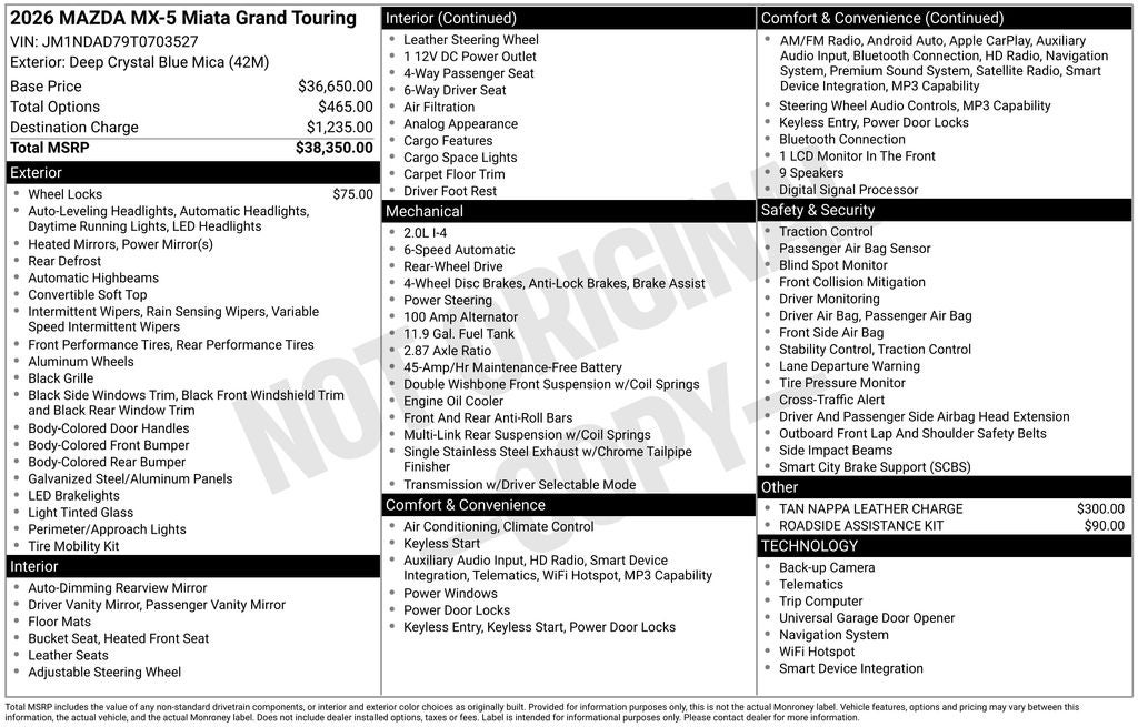2026 Mazda Mazda MX-5 Miata Grand Touring