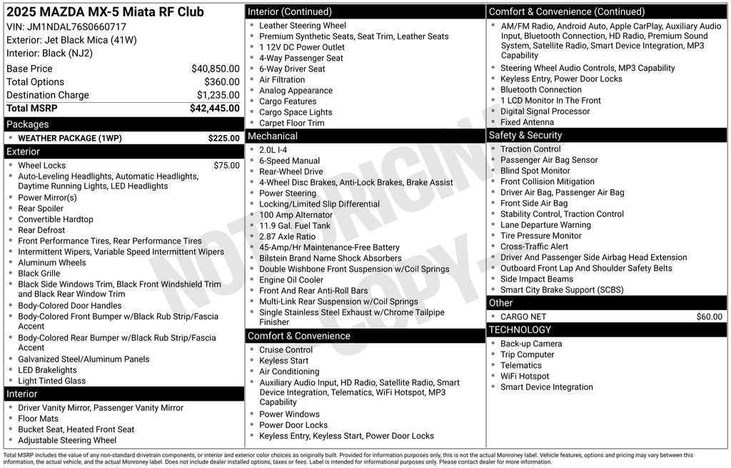 2025 Mazda Mazda MX-5 Miata RF Club