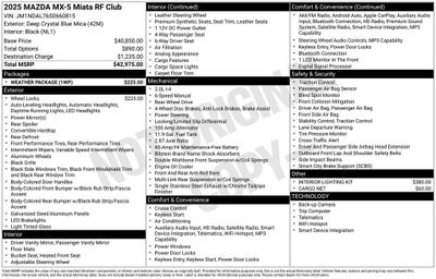 2025 Mazda Mazda MX-5 Miata RF Club