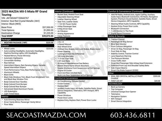 2025 Mazda Mazda MX-5 Miata RF Grand Touring