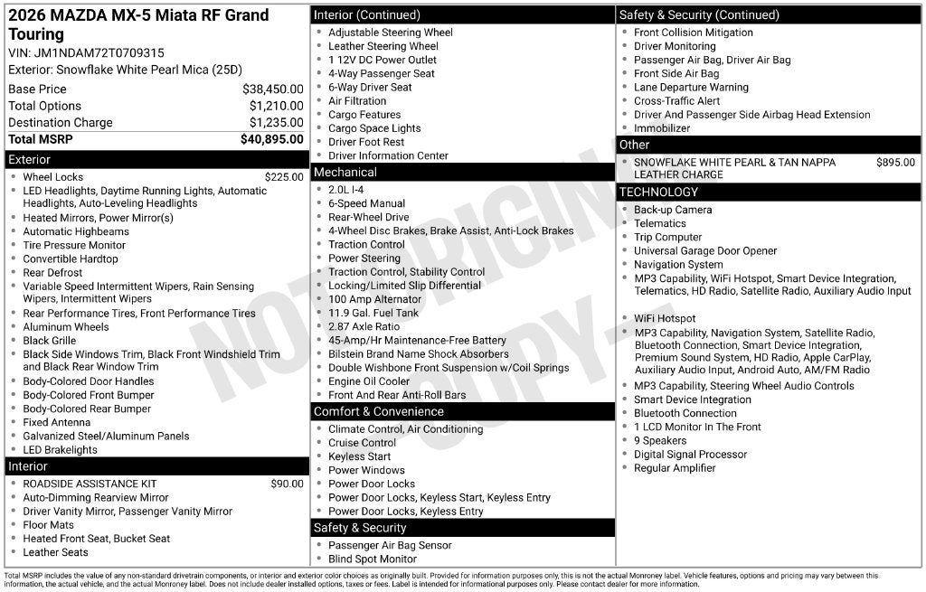 2026 Mazda Mazda MX-5 Miata RF Grand Touring