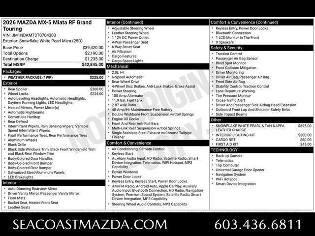 2026 Mazda Mazda MX-5 Miata RF Grand Touring