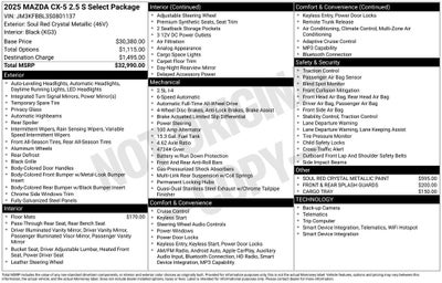 2025 Mazda Mazda CX-5 2.5 S Select AWD