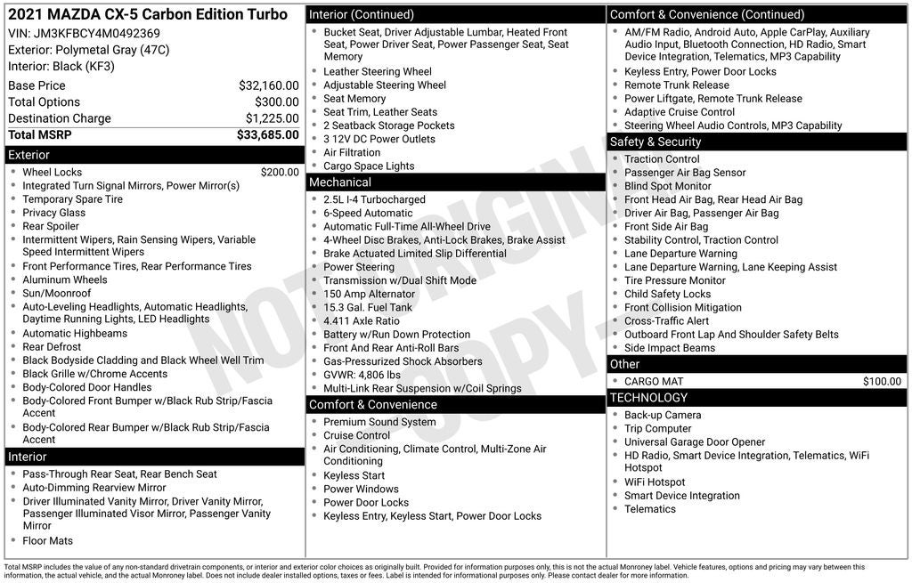 2021 Mazda Mazda CX-5 Carbon Edition Turbo