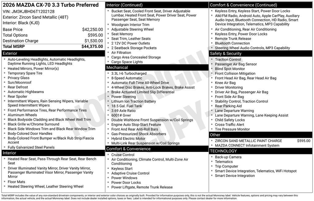 2026 Mazda Mazda CX-70 3.3 Turbo Preferred AWD