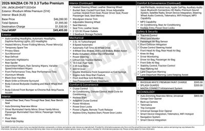 2026 Mazda Mazda CX-70 3.3 Turbo Premium AWD