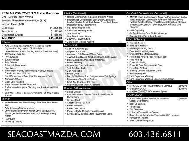 2026 Mazda Mazda CX-70 3.3 Turbo Premium AWD