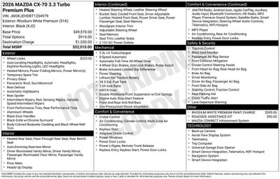 2026 Mazda Mazda CX-70 3.3 Turbo Premium Plus AWD