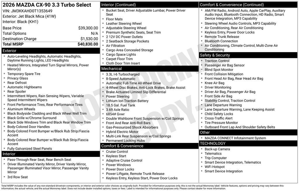 2026 Mazda Mazda CX-90 3.3 Turbo Select