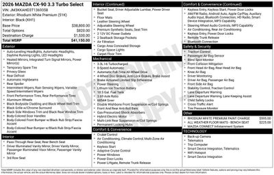 2026 Mazda Mazda CX-90 3.3 Turbo Select AWD