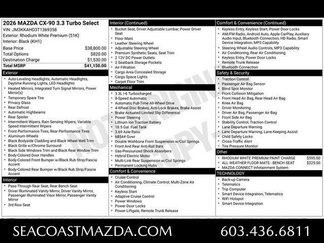 2026 Mazda Mazda CX-90 3.3 Turbo Select AWD