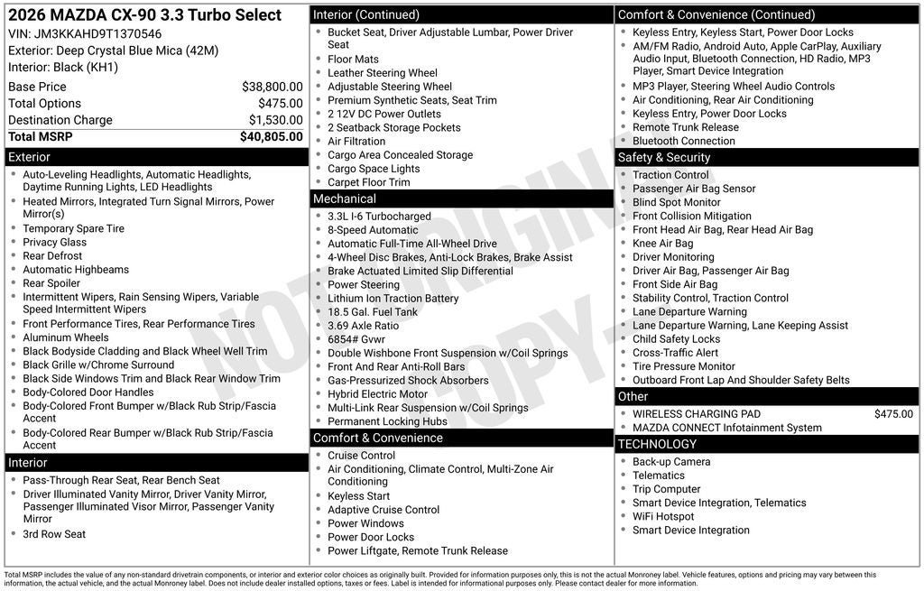 2026 Mazda Mazda CX-90 3.3 Turbo Select AWD