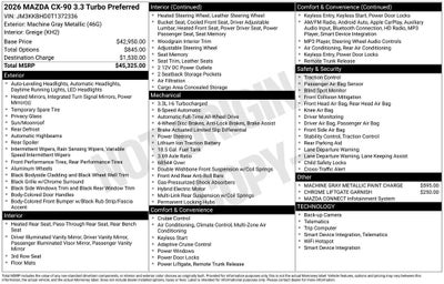2026 Mazda Mazda CX-90 3.3 Turbo Preferred AWD