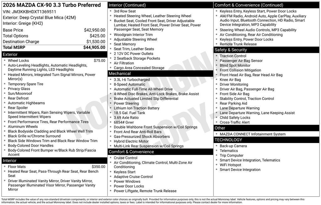 2026 Mazda Mazda CX-90 3.3 Turbo Preferred AWD