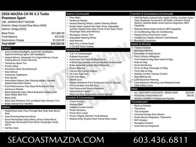 2026 Mazda Mazda CX-90 3.3 Turbo Premium Sport AWD