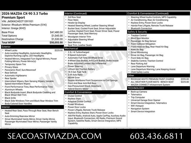 2026 Mazda Mazda CX-90 3.3 Turbo Premium Sport AWD