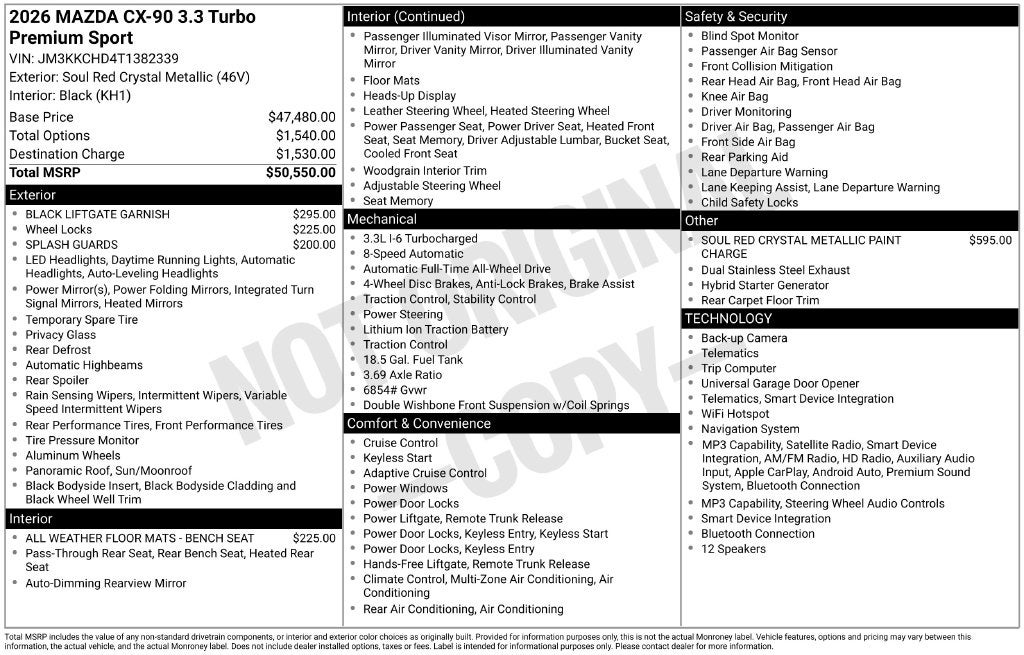 2026 Mazda Mazda CX-90 3.3 Turbo Premium Sport AWD