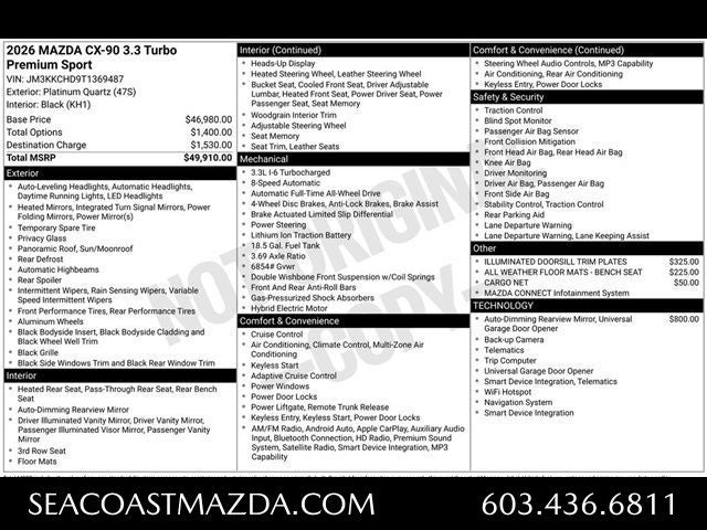 2026 Mazda Mazda CX-90 3.3 Turbo Premium Sport AWD