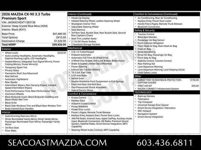 2026 Mazda Mazda CX-90 3.3 Turbo Premium Sport AWD