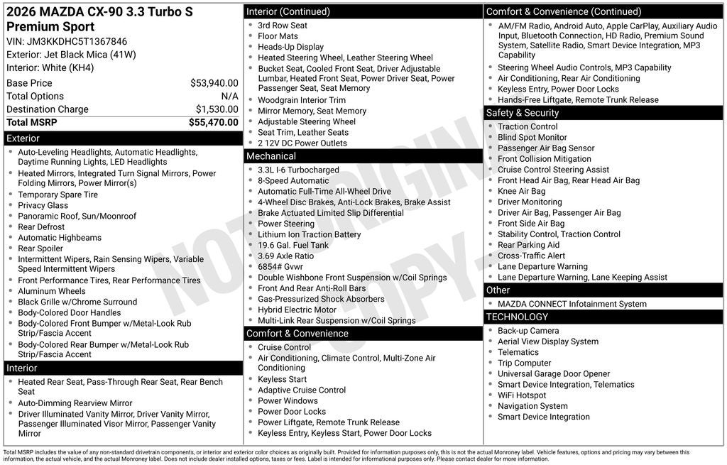 2026 Mazda Mazda CX-90 3.3 Turbo S Premium Sport AWD