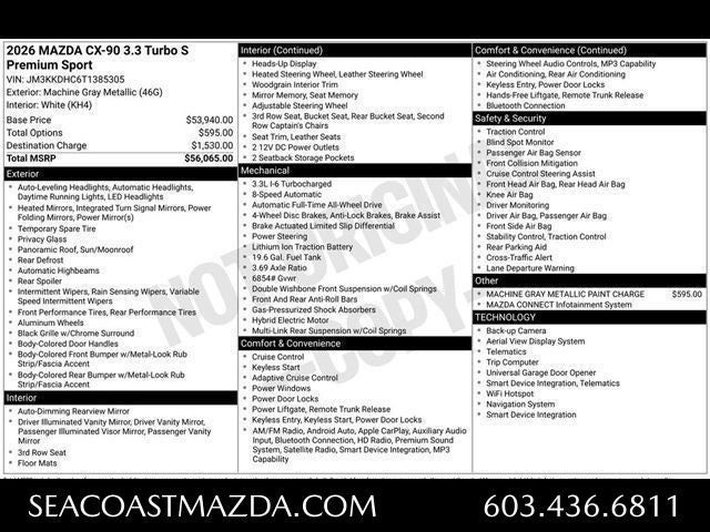 2026 Mazda Mazda CX-90 3.3 Turbo S Premium Sport AWD