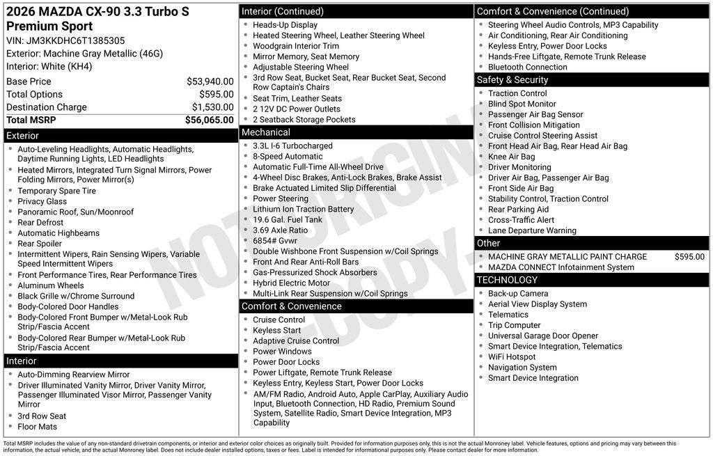 2026 Mazda Mazda CX-90 3.3 Turbo S Premium Sport AWD