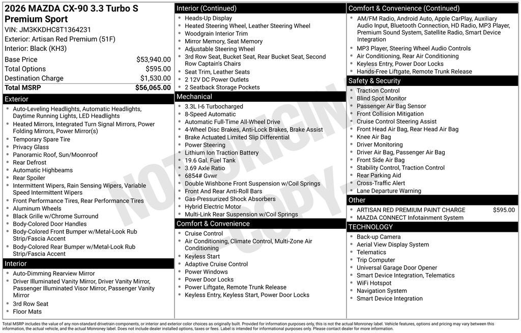 2026 Mazda Mazda CX-90 3.3 Turbo S Premium Sport AWD