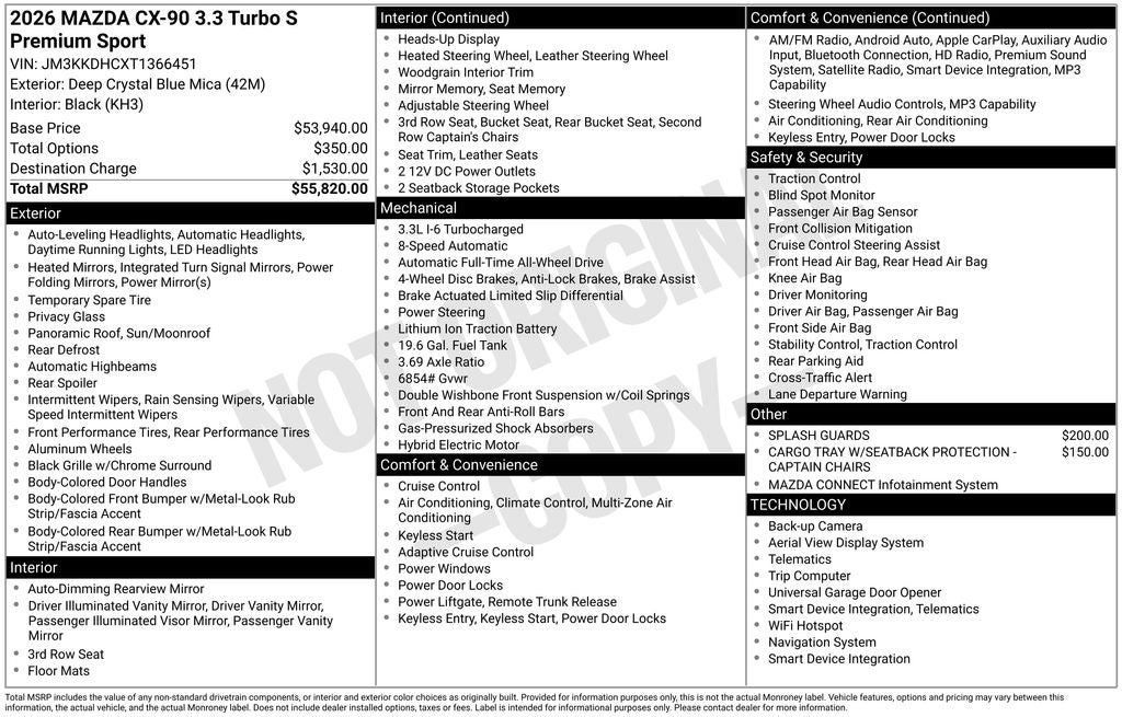 2026 Mazda Mazda CX-90 3.3 Turbo S Premium Sport AWD
