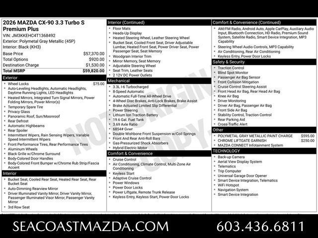 2026 Mazda Mazda CX-90 3.3 Turbo S Premium Plus AWD