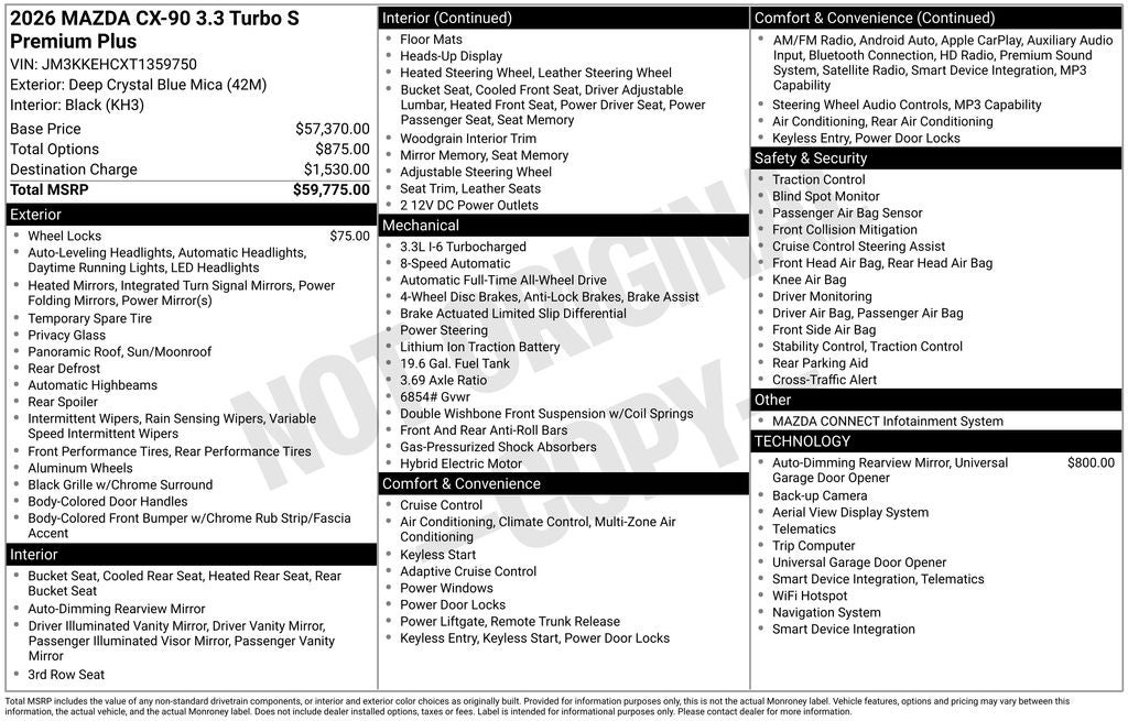 2026 Mazda Mazda CX-90 3.3 Turbo S Premium Plus AWD