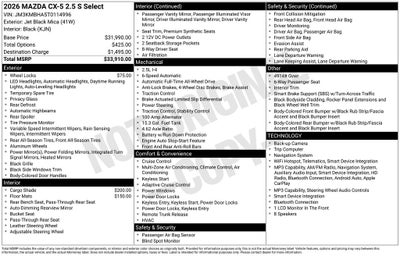 2026 Mazda Mazda CX-5 2.5 S Select AWD