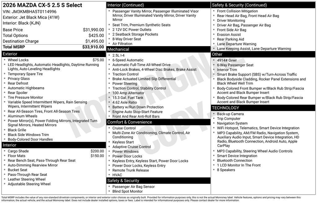 2026 Mazda Mazda CX-5 2.5 S Select AWD