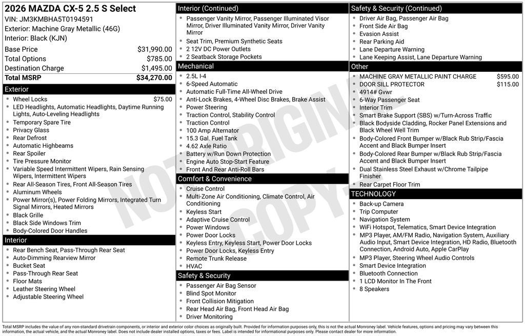 2026 Mazda Mazda CX-5 2.5 S Select AWD