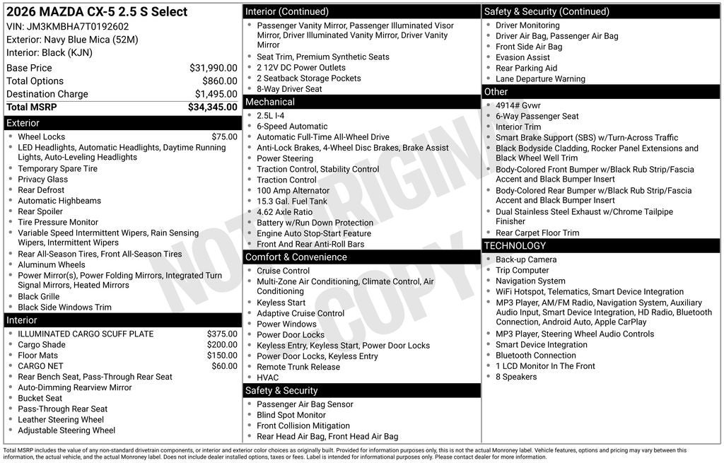 2026 Mazda Mazda CX-5 2.5 S Select AWD