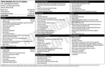 2026 Mazda Mazda CX-5 2.5 S Select AWD
