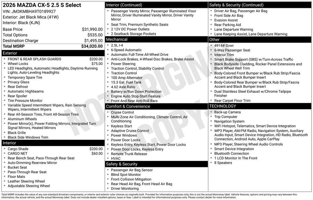 2026 Mazda Mazda CX-5 2.5 S Select AWD
