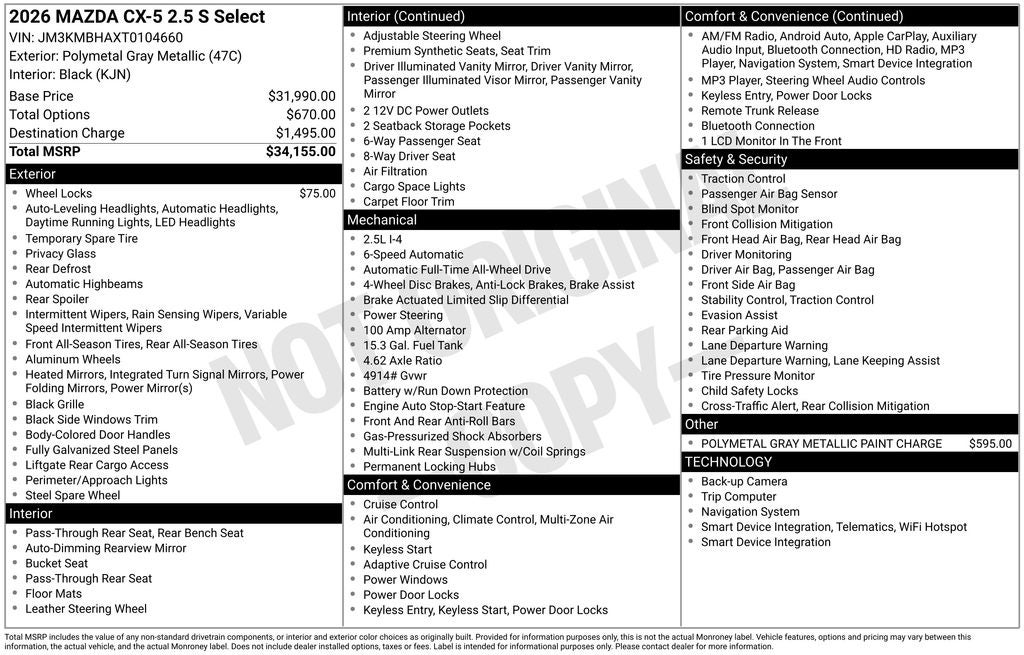 2026 Mazda Mazda CX-5 2.5 S Select AWD